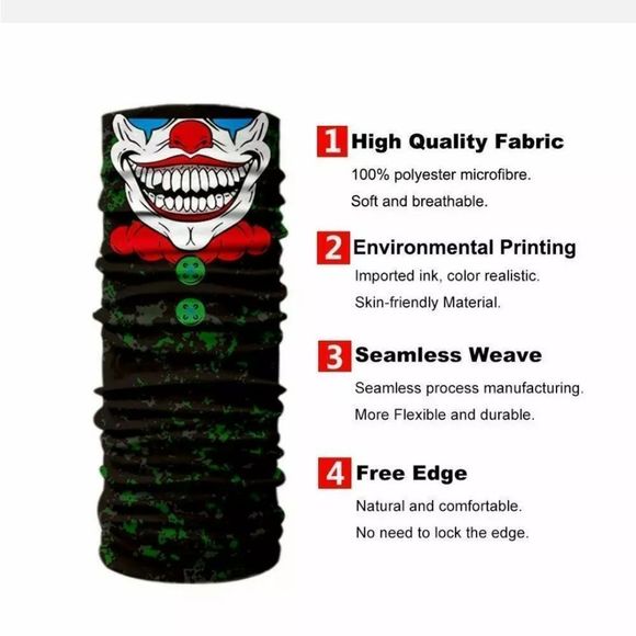 Bandana Neck Gaiter Skull Face Mask Bandanas Tube Breathable Rave Face Scarf US - Picture 3 of 7